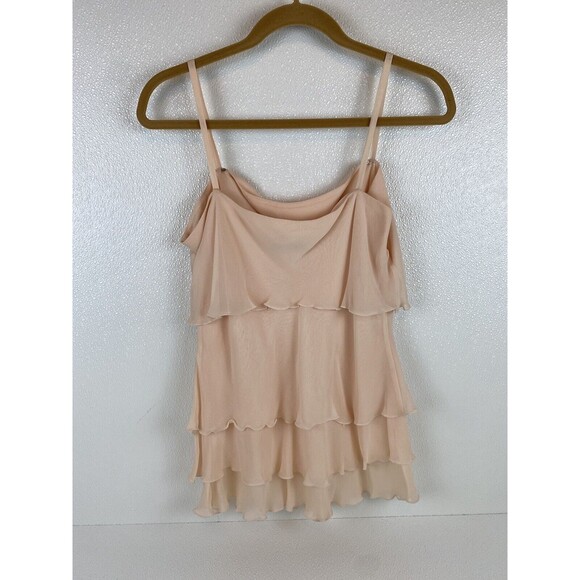 Dana Buchman Womens' Silk Sleeveless Layered Drapey Feminine Flowy Peach Top 10 - Picture 3 of 11